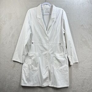 Adar Universal Stretch Lab‎ Coat Women's XL Tab Waist White Style 3304